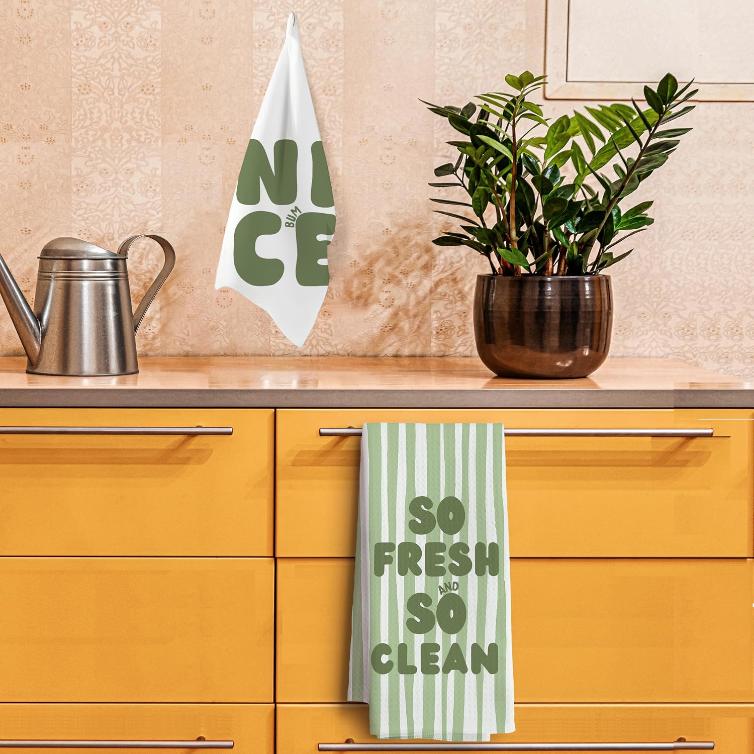 Sage Green Funny Bathroom Hand Towels 16x24 Inch Set of 2