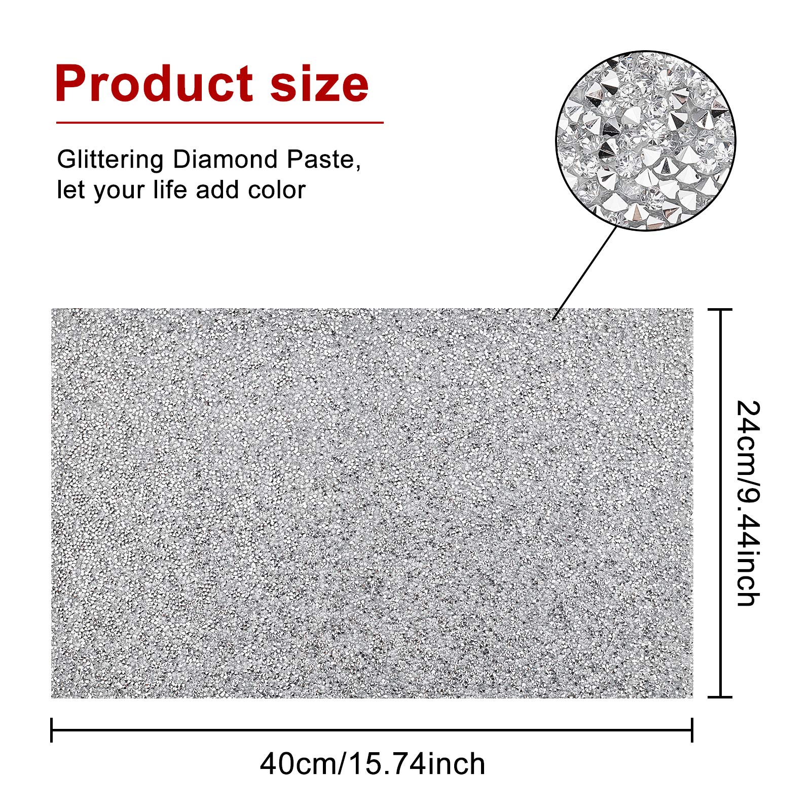 BENECREAT Foglio di Strass Autoadesivo Argento 40x24c Rete a Rete con
