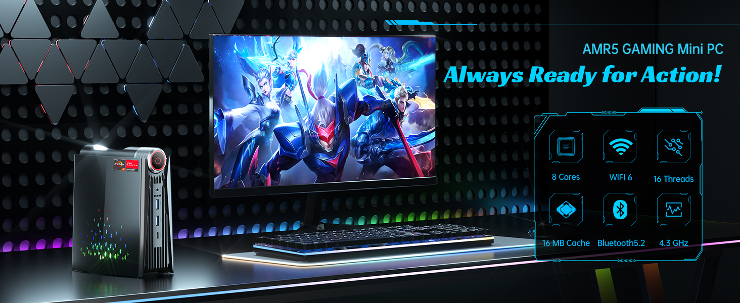 Amazon.com: ACEMAGICIAN Mini Gaming PC，AMD Ryzen 7 5700U Mini PC