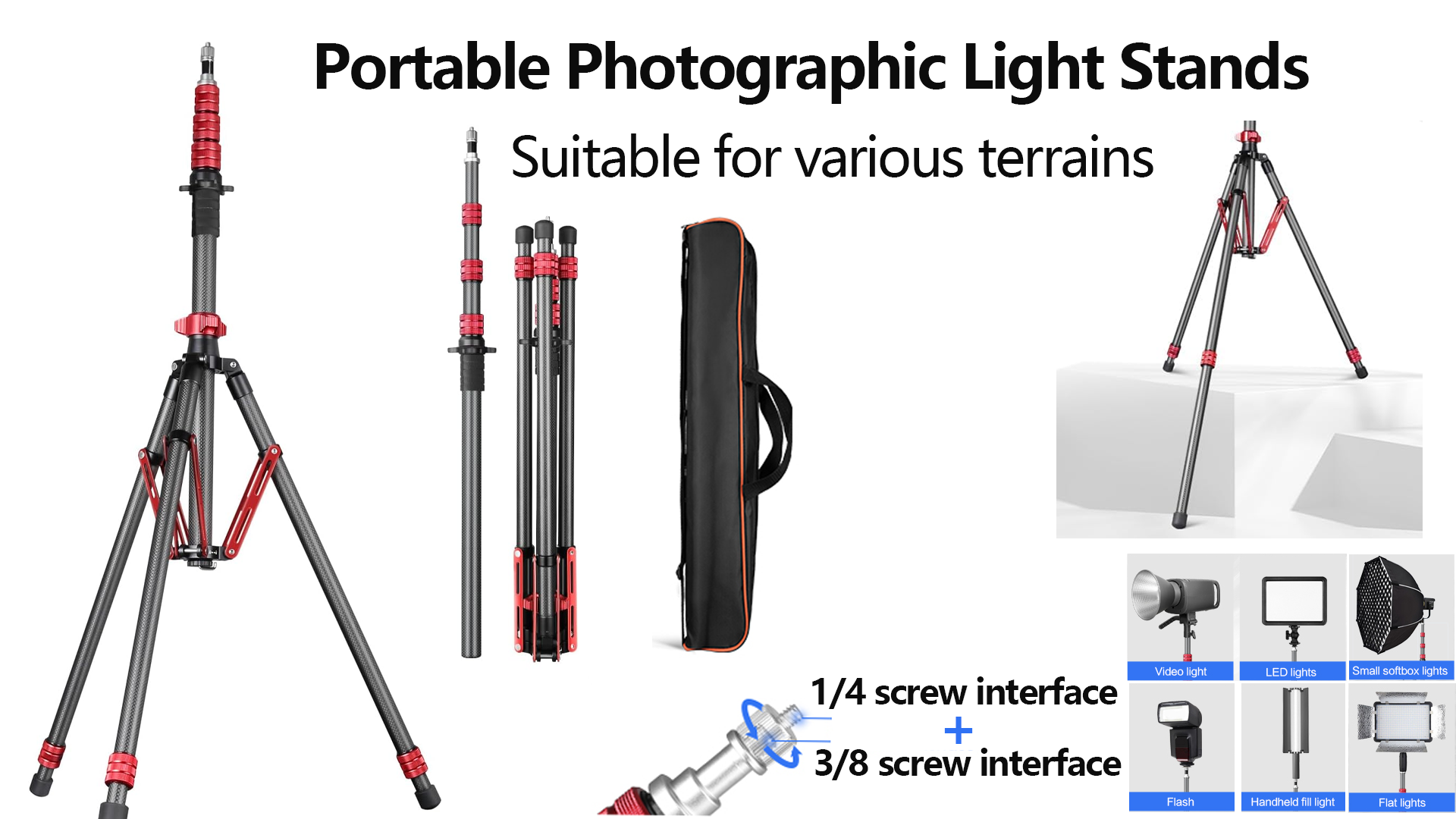 Amazon.com : FreeSea Light Stand Carbon Fiber, Adjustable Tripod