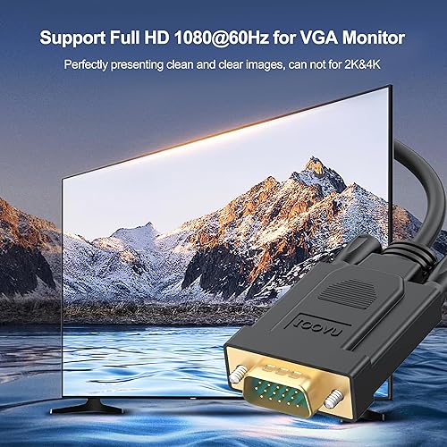 Miniatura 3 de Cable HDMI a VGA de 3 pies, cable de video unidireccional HDMI a VGA de 3 pies (macho a hombre) compatible con Raspberry Pi, Roku, computadora,