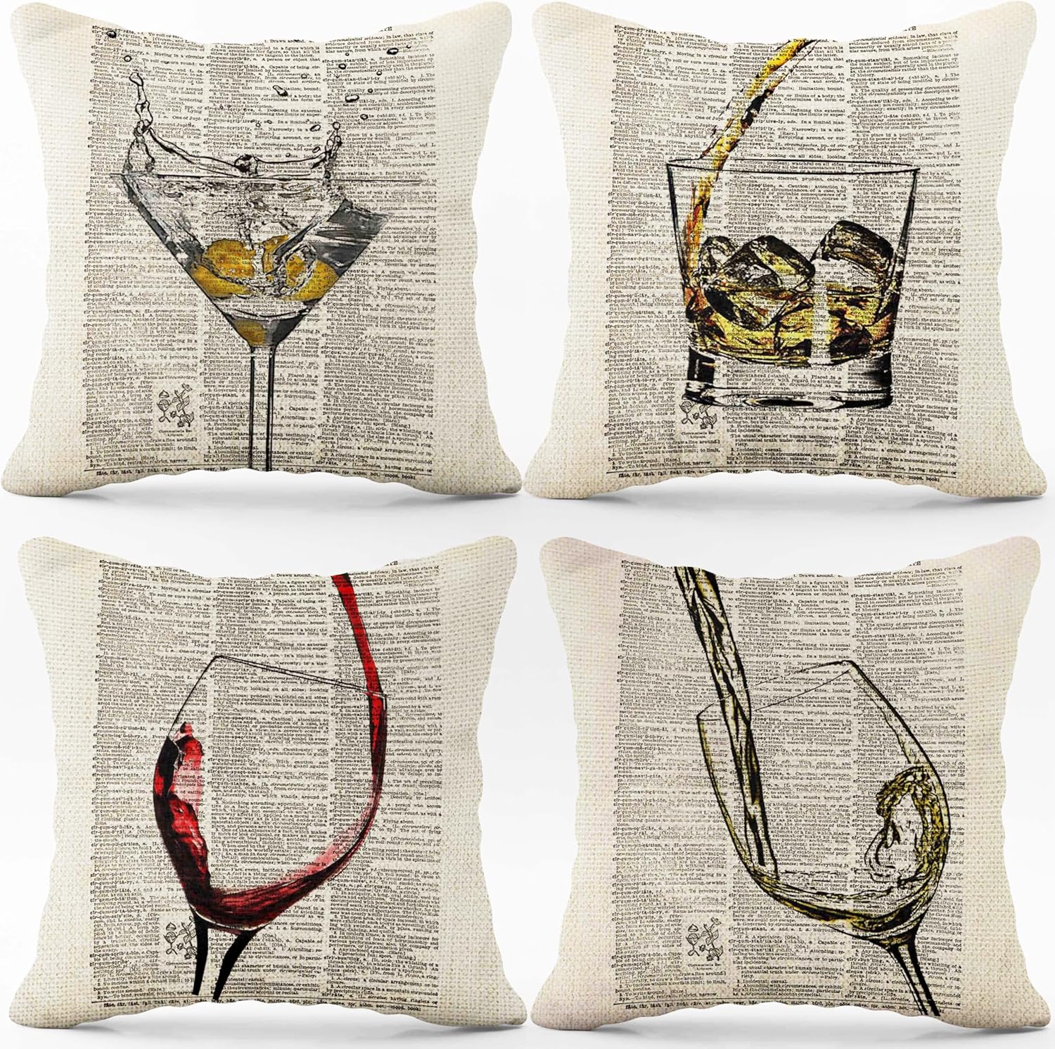 SiuSue (RB) Vintage Drawing Train Locomotive Throw Pillow Case, Train Themed Room Decor, 18 x 18 Inch Set of 4, Gift for Train Lover, Train Enthusiast Gift, Train Cushion Cover for Sofa Couch Bed