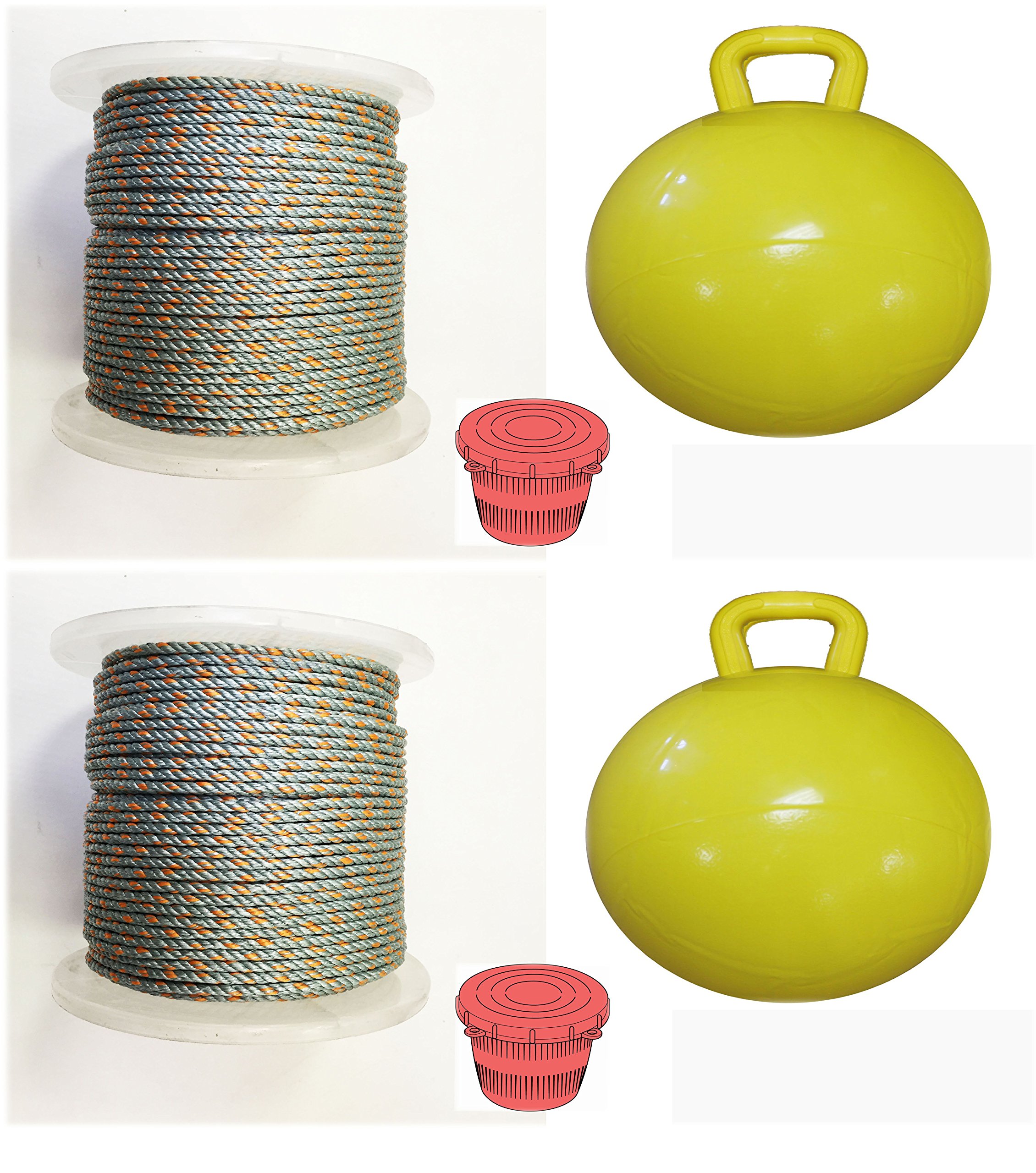 2-Pack of KUFA Sports Prawn Trap Accessory Combo, 400' Lead Rope,Ø15 Inflatable Float and Vented Bait Jar (LP4+F15Y+HB5) x2