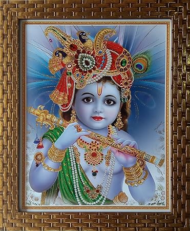 Shree Handicraft Lord Krishna Bal Gopal Photo Frame for Home Deco (27 cm x 33 cm x 1 cm, Acrylic Sheet Used)