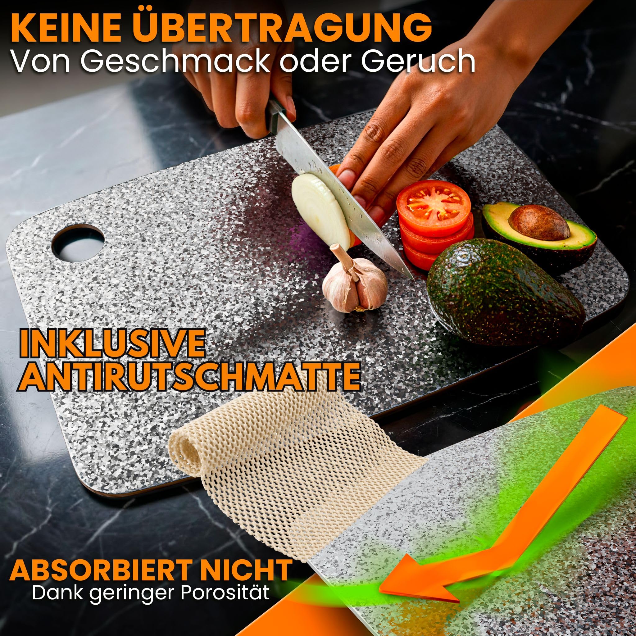 Titan Schneidebrett 100% Reintitan 40x30cm – Schneidebrett Titan Doppelseitig & Antibakteriell – Titan-Schneidebrett cm Ultrarobust, Hygienisch – Schneidebretter Titan Küche