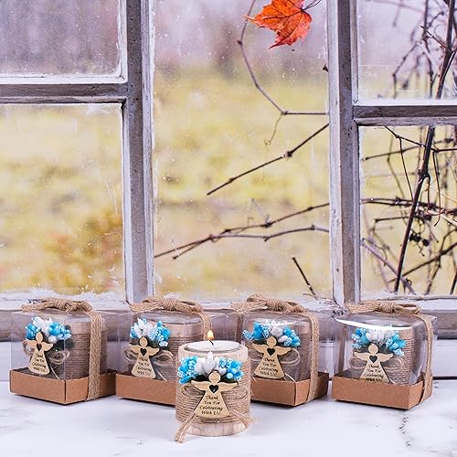 Miniatura 8 de Pack of 10 Wood Tealight Candle Holder Handmade Baptism Gifts for Boys Communion Favors for Guests First Communion Gift Baptism Candle Tealight