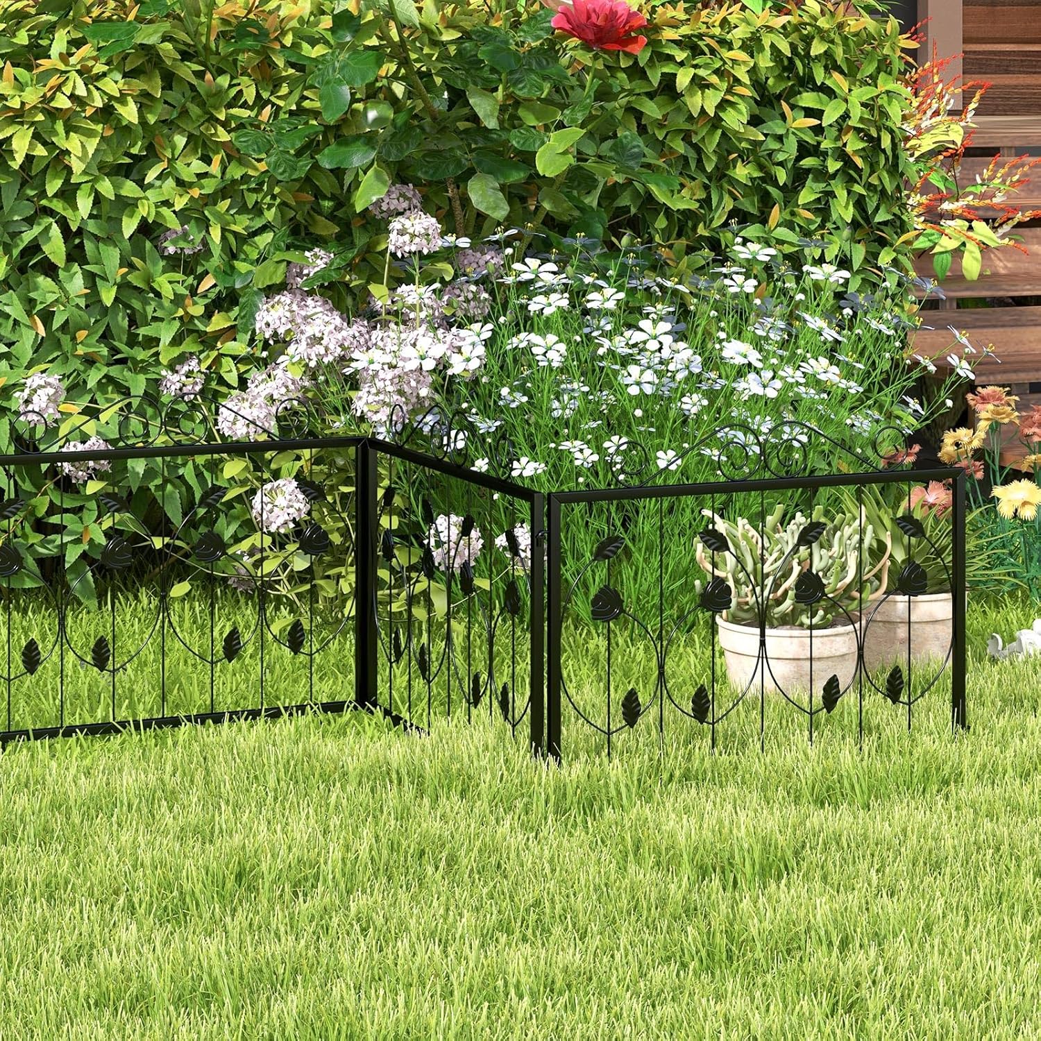 Giantex Decorative Garden Fence 8 Pack, 23.5''(H) x 15.3ft (L) Rustproof Metal Fencing Animal Barrier for Small Dogs Rabbits, Flower Bed Edging Fence Border for Outdoor Yard Patio Landscape Decor