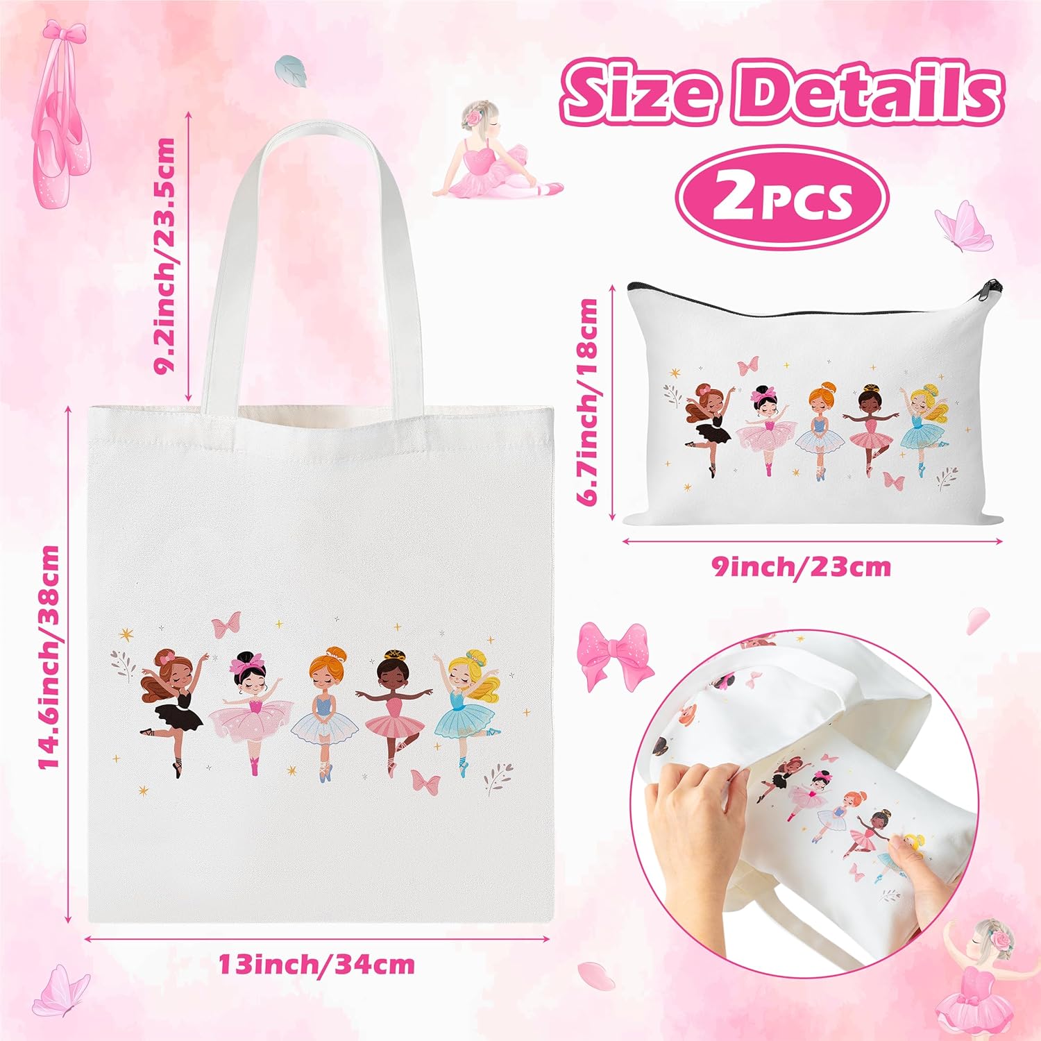 Ballerina Canvas Bag Set | Dance Recital Travel Gear