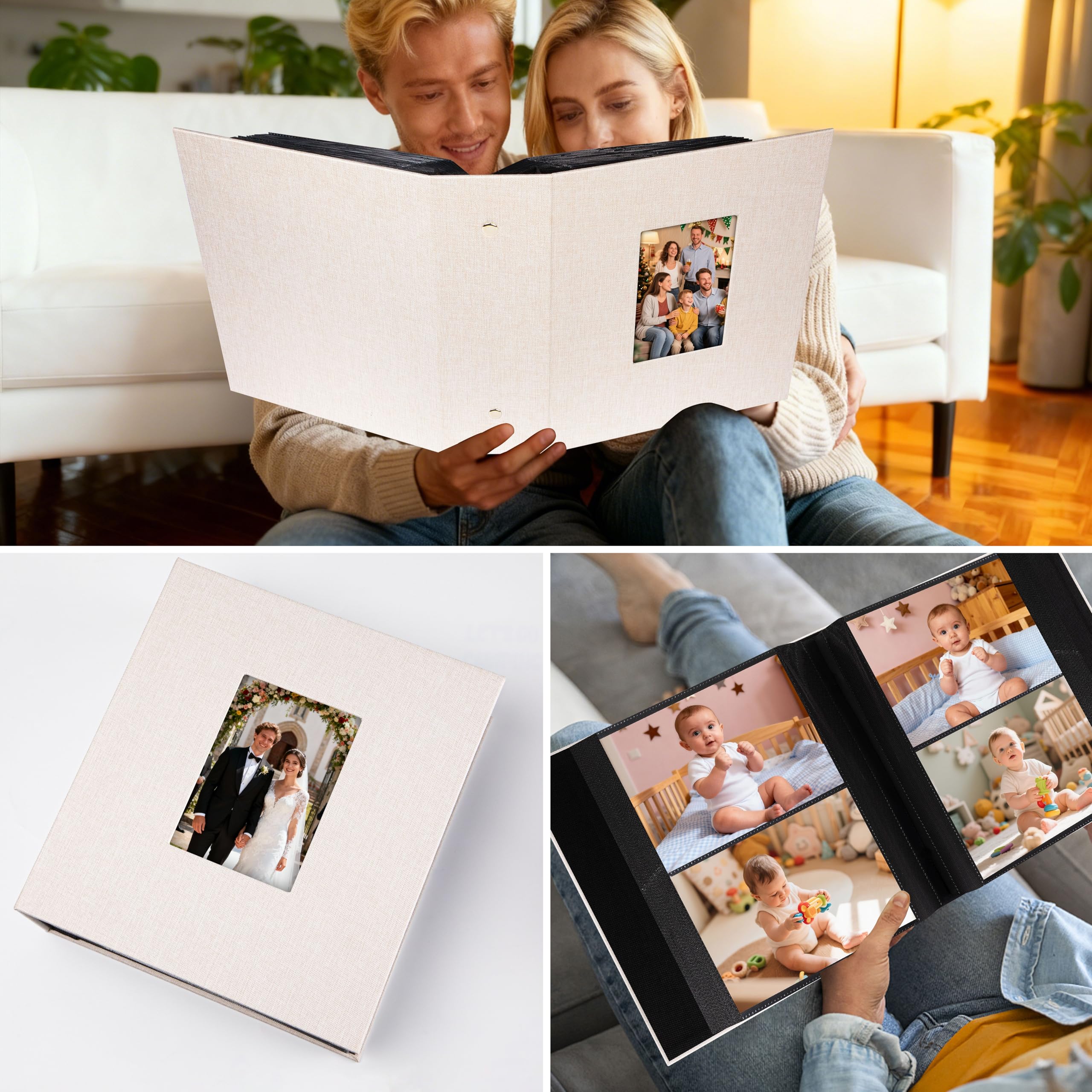 Aevdor Album photo à 320 pochettes de 12 x 17 cm, couverture en lin pour photos de famille, de mariage, pour photos de famille, de mariage, pour vacances, anniversaire, voyage, souvenirs de voyage