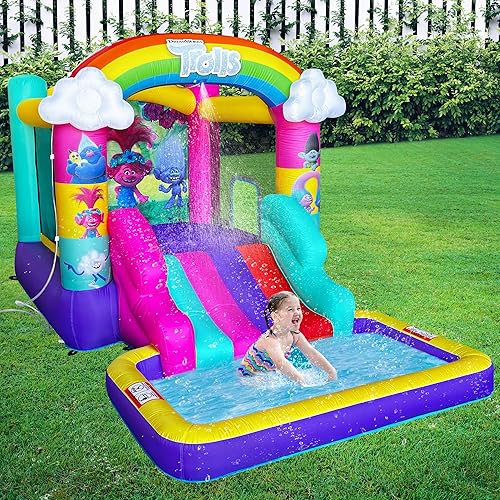 Miniatura 7 de Trolls Bounce House - Tobogán acuático con piscina, además de soplador de aire resistente con GFCI para niños de 3 a 8 años