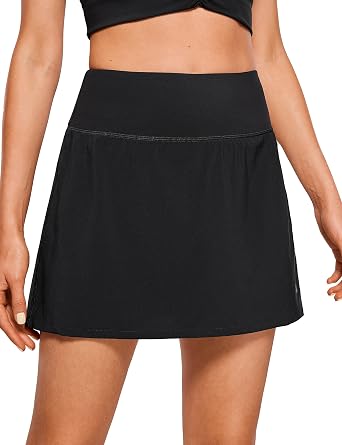 CRZ YOGA Pleated Tennis Skorts Skirts for Women with Pockets 15 High Waisted Golf Skirts Workout Casual Skirts Comfy