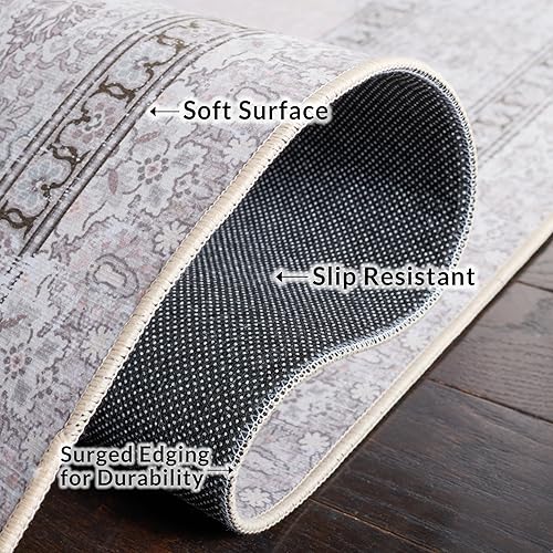 Miniatura 7 de SAFAVIEH Alfombra lavable Tucson Collection - 6 x 9 pies, beige y verde claro, antideslizante, ideal para zonas de alto tráfico en sala de estar,