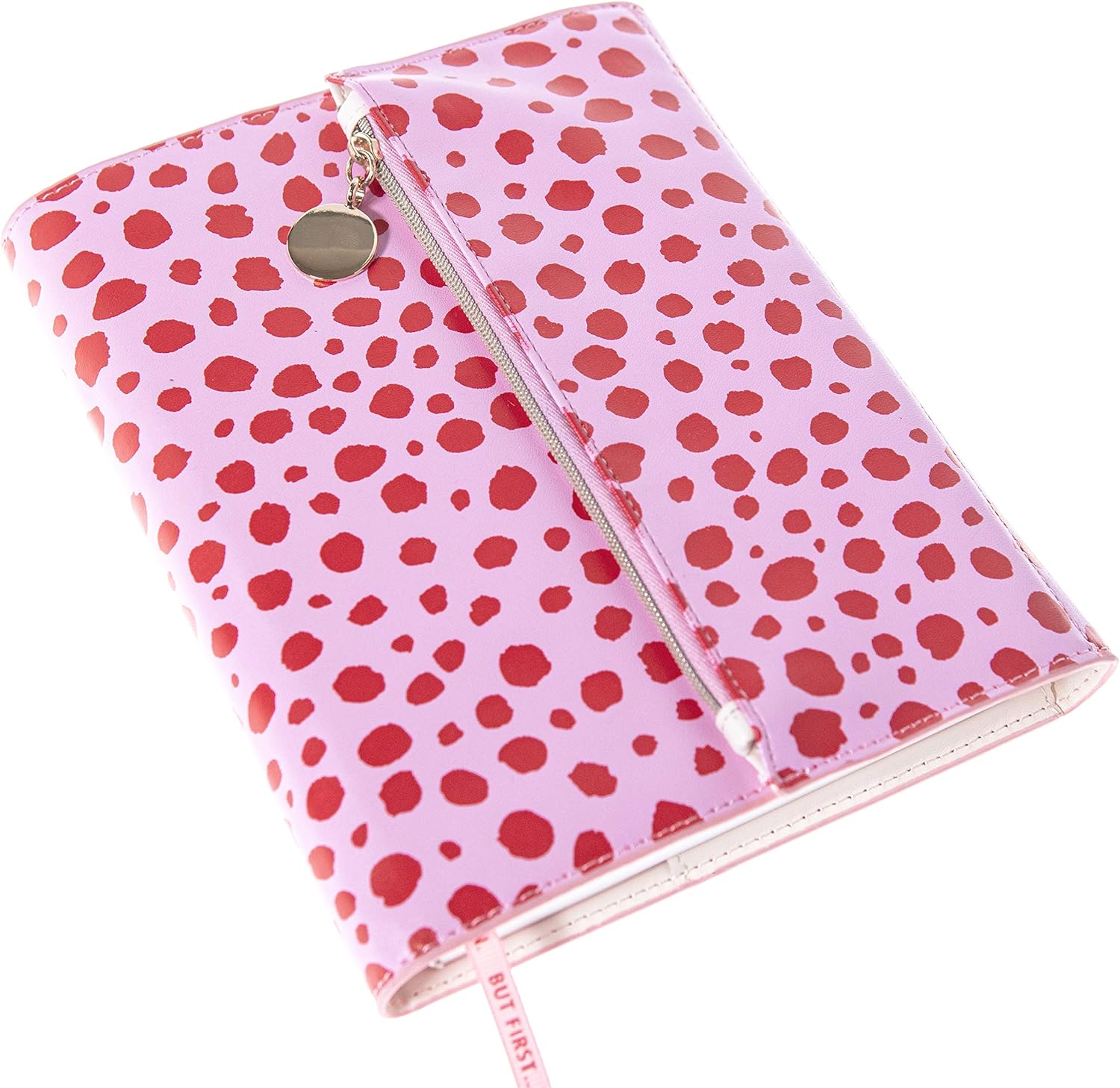Graphique Clutch Journal, But First, Fashion -6.25 x 8, 160 Lined Pages -Cute Portable Notebook with Vegan Leather Clutch Cover -Includes Zipper Pouch, 3 Card Pockets, Pen Holder, and Ribbon Marker