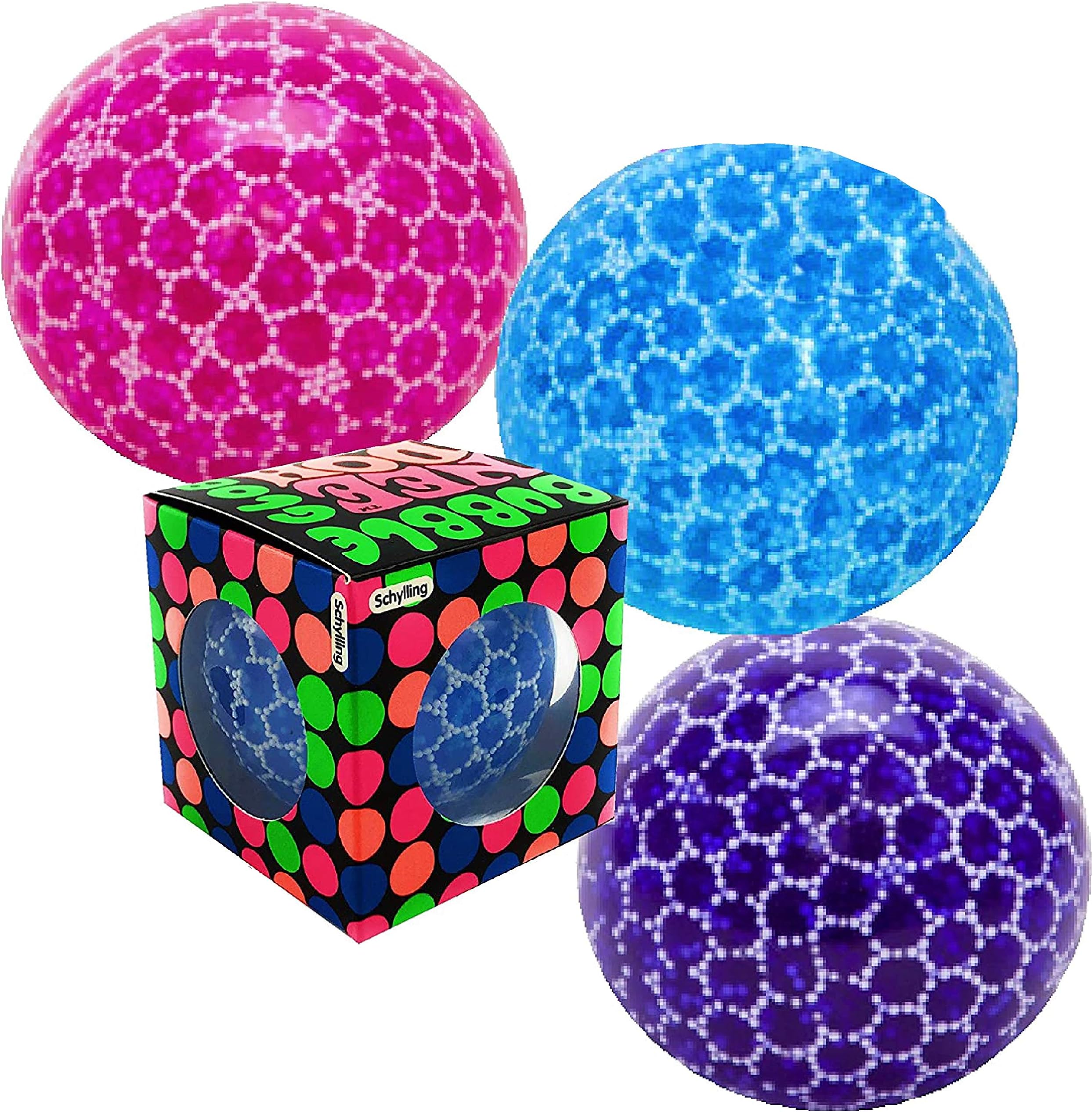Schylling Nee-Doh Bubble Glob Groovy Glob! Squishy, Squeezy, Stretchy Stress Balls Assorted Gift Set Party Bundle - 3 Pack Random Colors