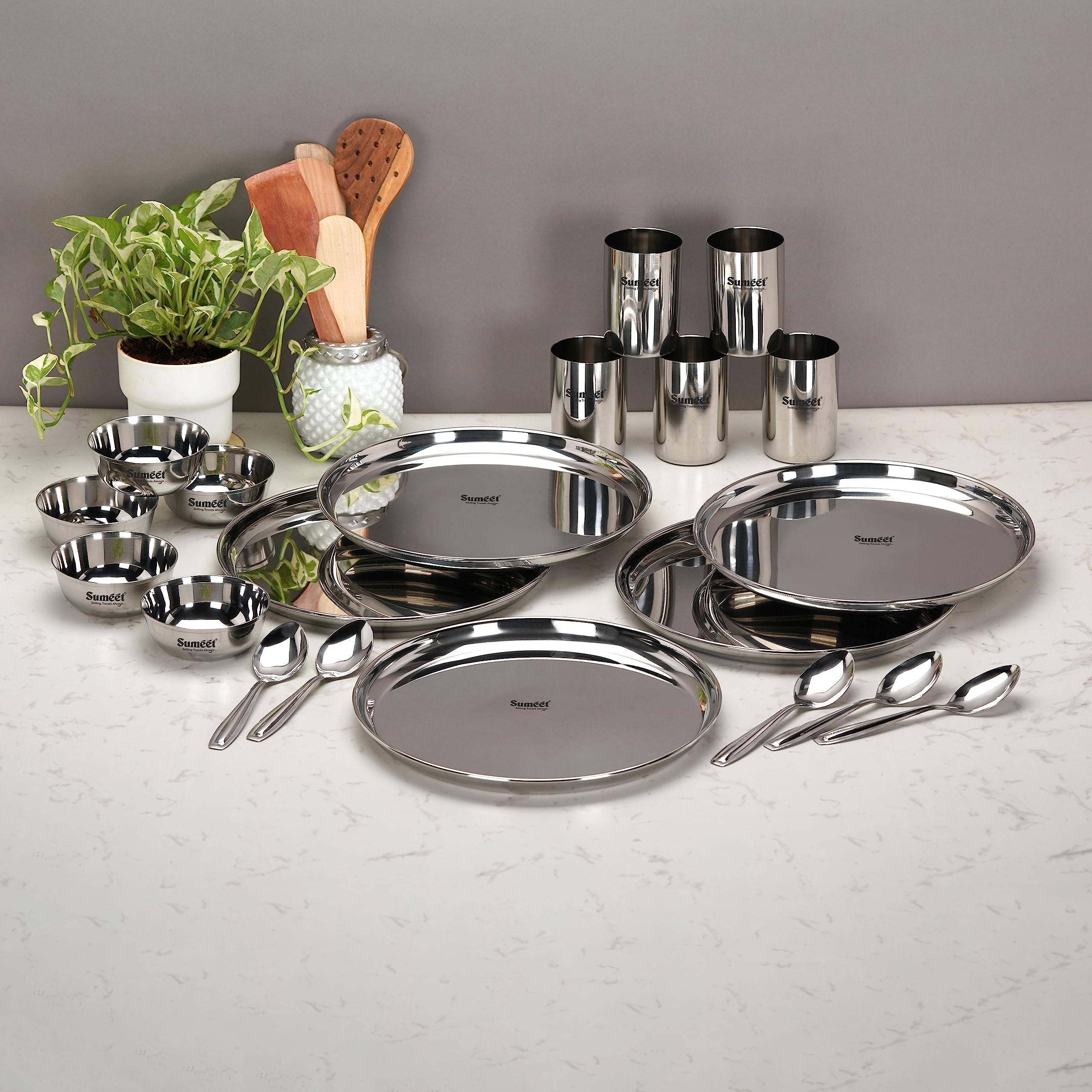 Sumeet Stainless Steel Dinner Set - 24 Piece -8