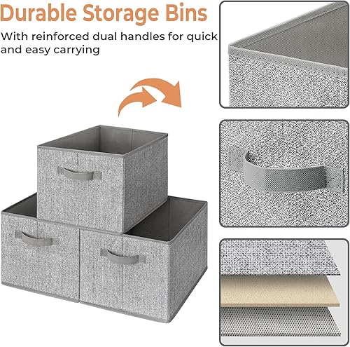 Miniatura 4 de GRANNY SAYS - Papeleras de almacenamiento para estantes, organizador de armario de tela, con asa, cestas de almacenamiento para la casa y oficina.
