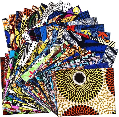 Miniatura 8 de Mixweer 40 Pcs African Cotton Fabric Square No Repeat Quilting Fabrics Bundles African Wax Fabric Cotton Ankara Fat Quarters for DIY Sewing Cloths