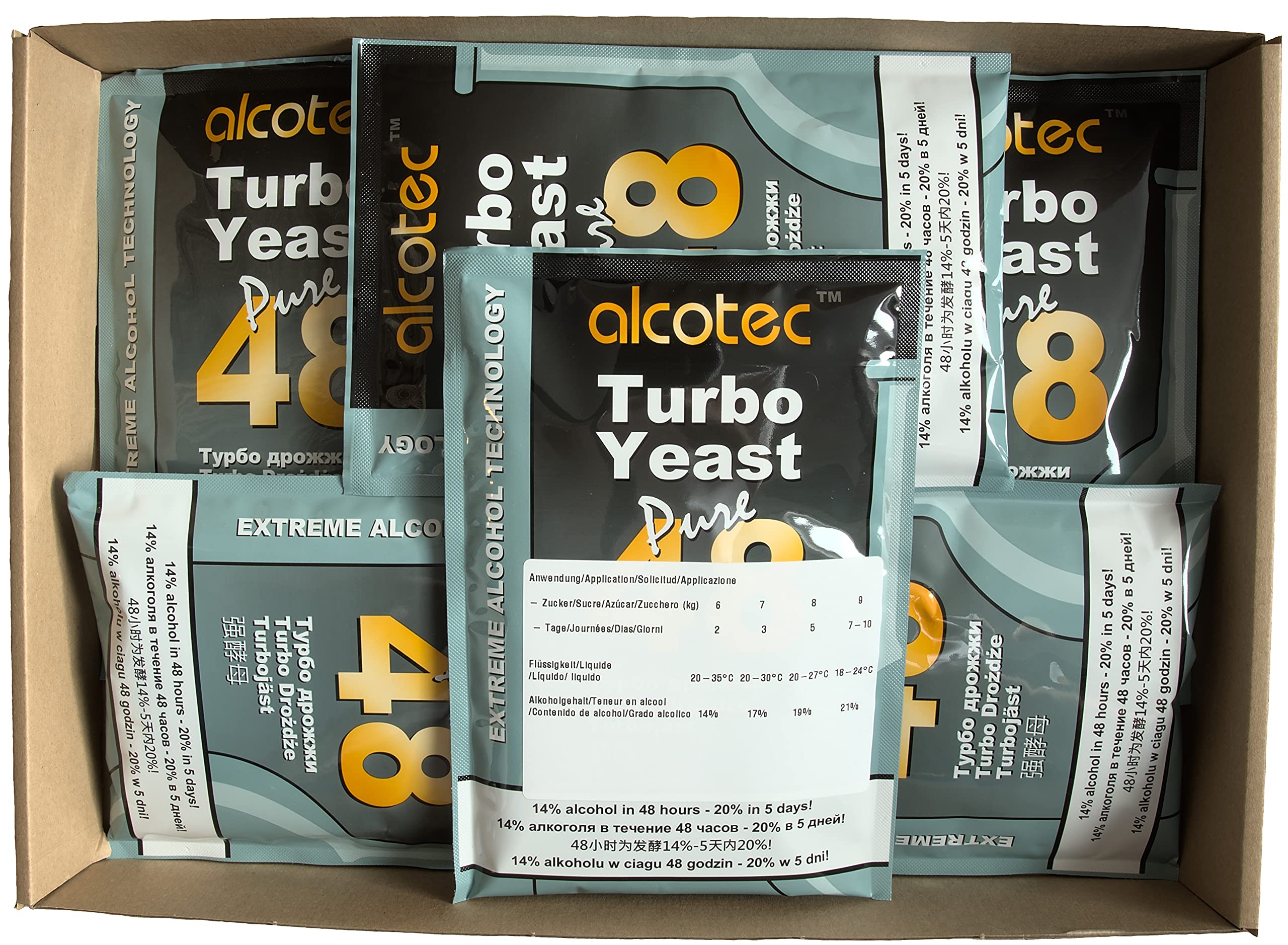8 x AlcoTec Turbohefe Pure 48h 20% Alkohol