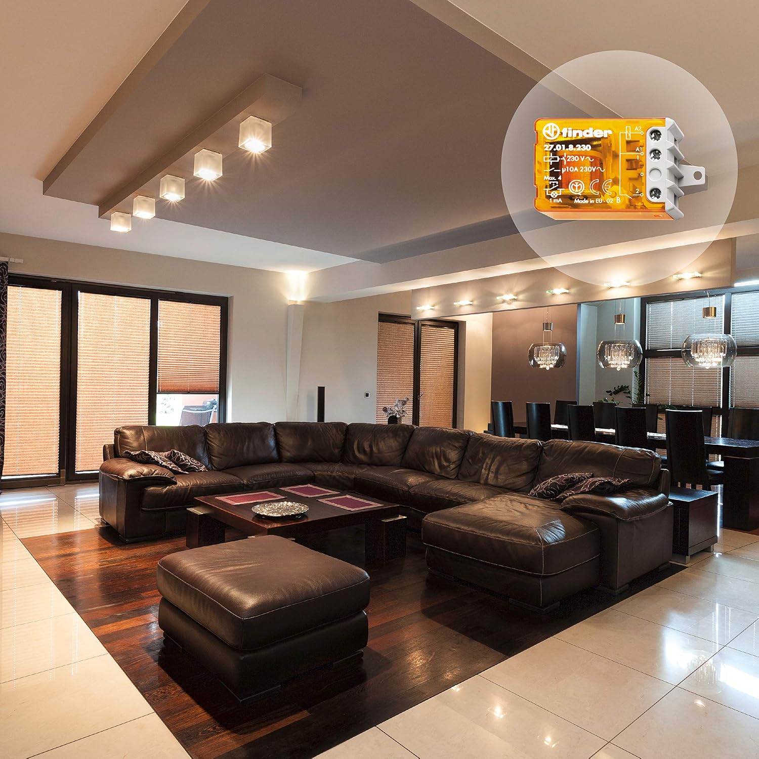 Finder Series 27 Relay controlling living room lighting