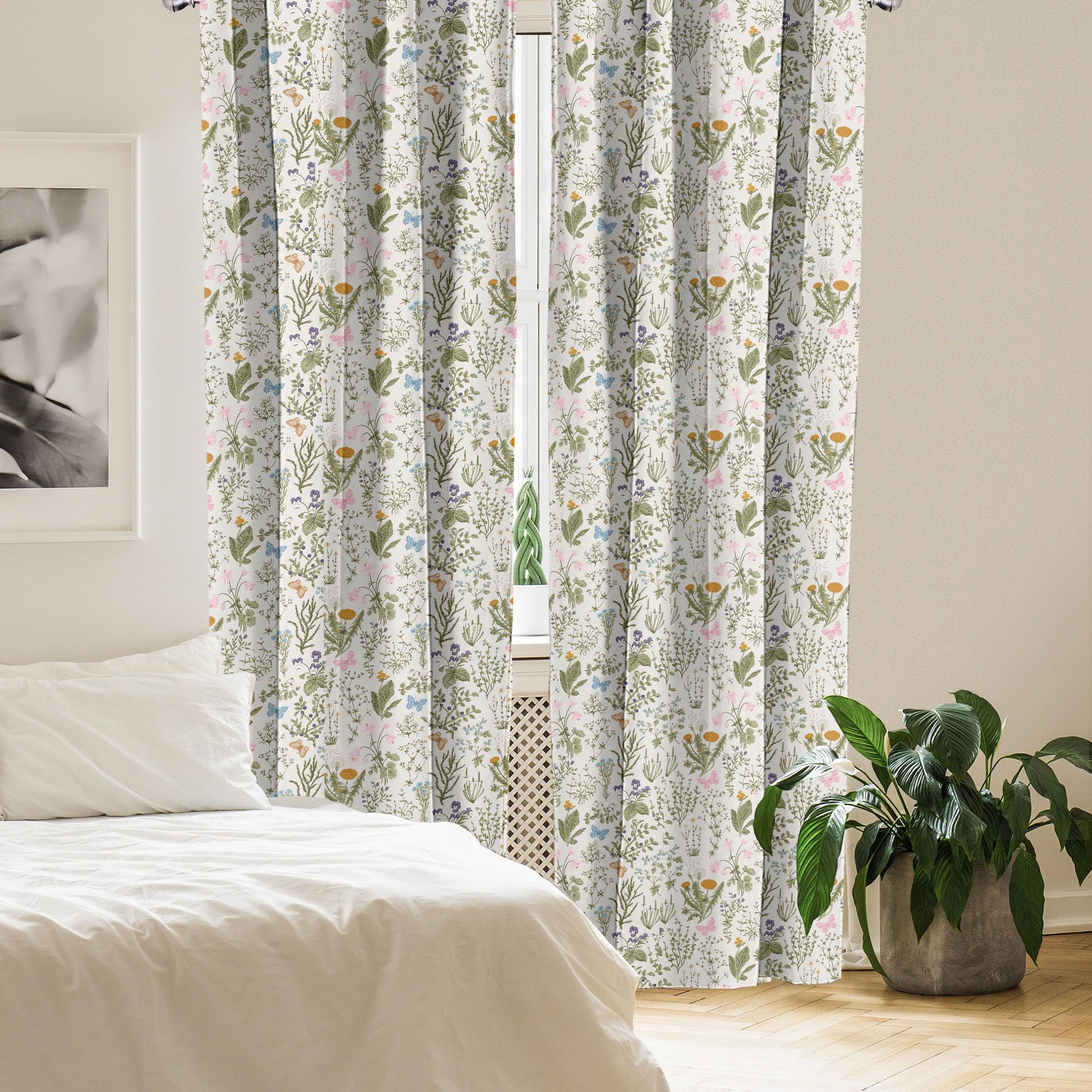 Ambesonne - Set 4 Tende A Pannello Verde Salvia Con Motivo Esagonale, 71x160 Cm, Microfibra Morbida, Tasca Asta