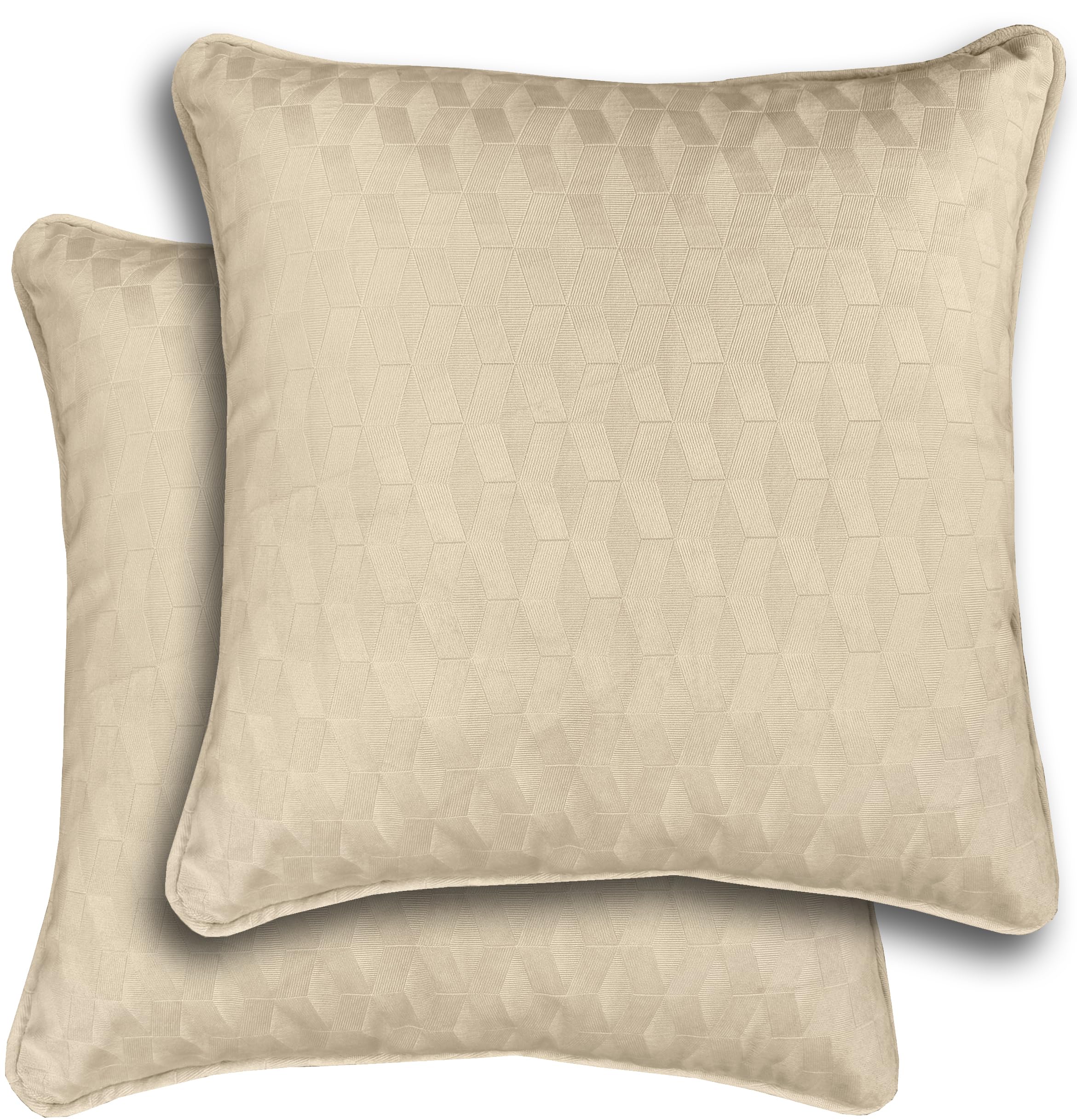 Enhanced Living Cream Pair Of Tokyo Cushion Covers 43X43cm – Embossed Geometric Design With Piped Edge – Double-Sided, Zip Opening – Covers Only, No Inserts