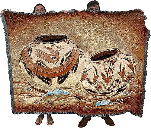 Manta de cerámica estilo Zuni, arte de cerámica del suroeste de Pueblo, manta de tapiz de regalo tejida de algodón, fabricada en los Estados Unidos