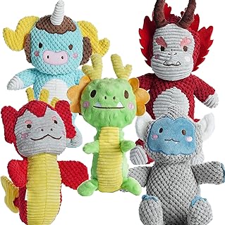 Nocciola 5 Pcs Dog Squeaky Toys, Journey to The West Theme, Durable Dog Toys for Aggressive Chewers, Stuffed Body Dog Toy Set for Small to Large Dogs