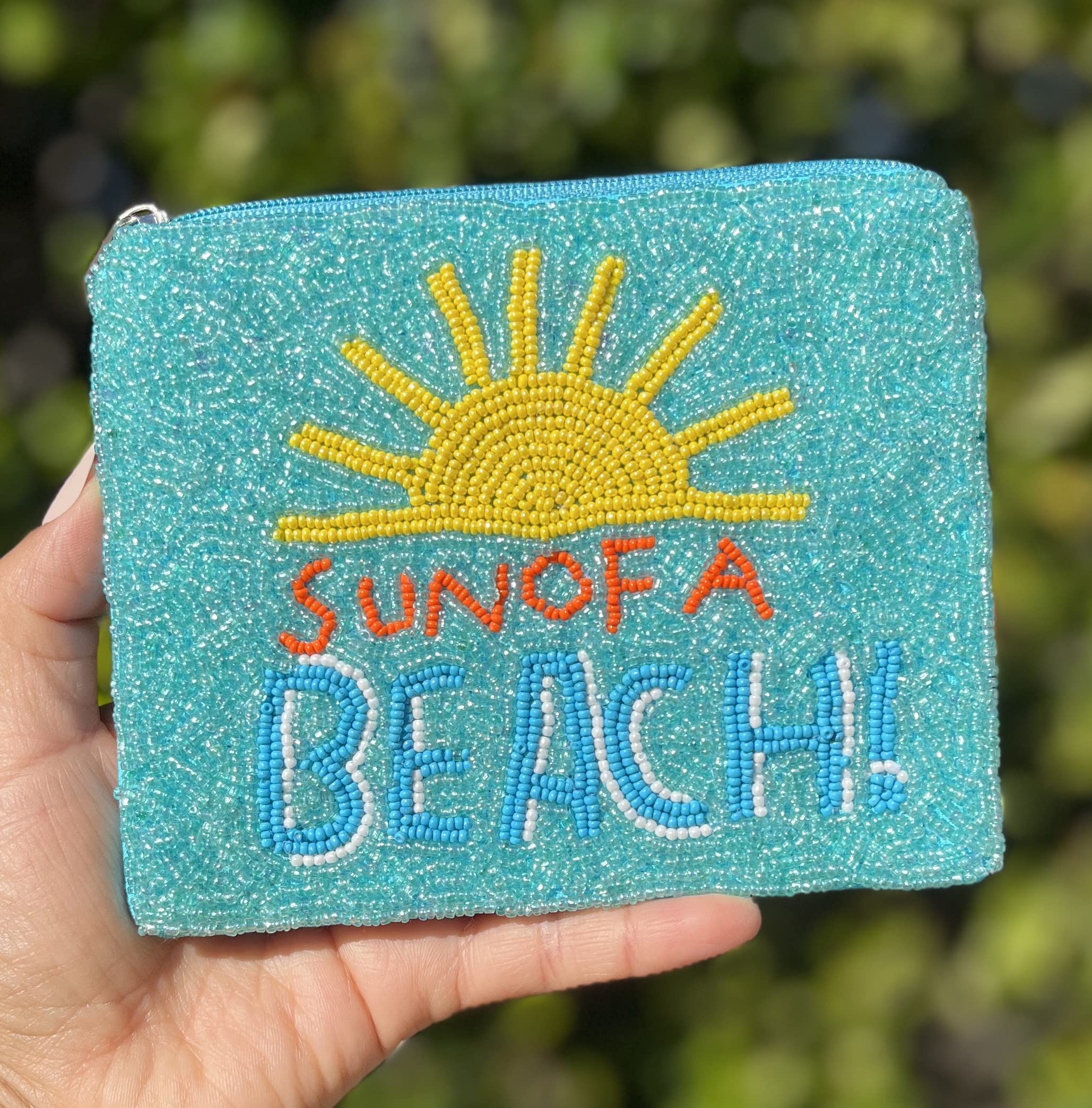 SUN OF A BEACH Bead Coin Purse, Beaded Coin Pouch, Bead Coin Purse, Small Wallets for Coins, Coin Bag, Birthday Gifts