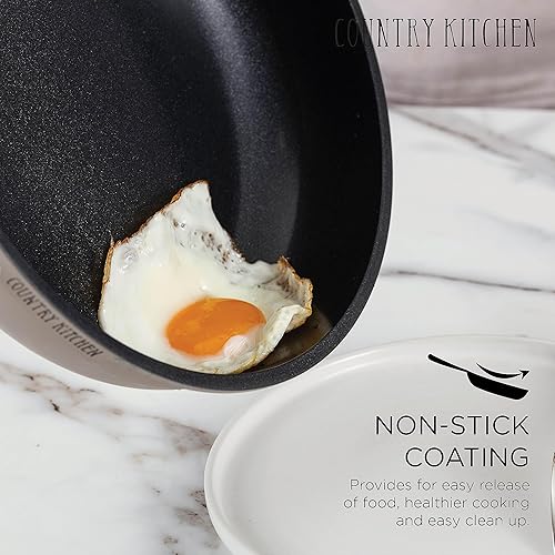 Miniatura 8 de Country Kitchen Juego de ollas y sartenes de 16 piezas, utensilios de cocina antiadherentes de cerámica saludables y seguros con mango extraíble