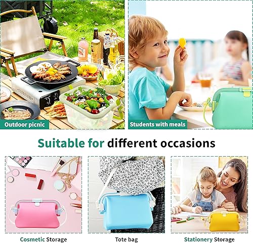 Miniatura 7 de Bolsa de almacenamiento de silicona reutilizable, silicona de grado alimenticio, sin BPA, refrigerada para microondas, sin olores, lonchera, bolsa