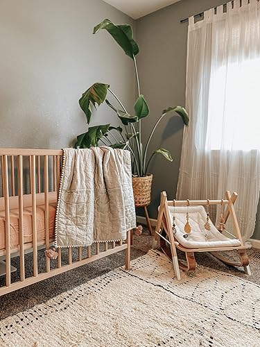 Miniatura 3 de Crane Baby Sábana bajera, sábana bajera ajustable de algodón suave para cunas y guarderías, cobre beige, 28 pulgadas de ancho x 52 pulgadas de alto