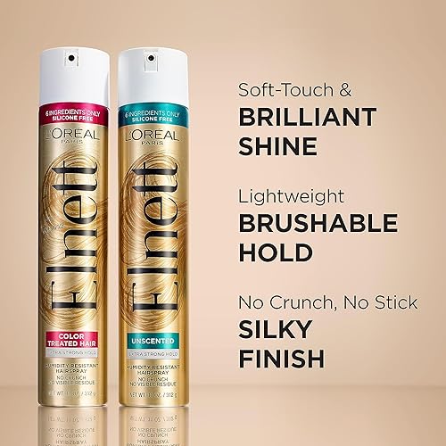 Miniatura 4 de L'Oreal Paris Elnett Hair Care Elnett Satin - Laca para el cabello de fijación extrafuerte, sin perfume, larga duración + resistente a la humedad,
