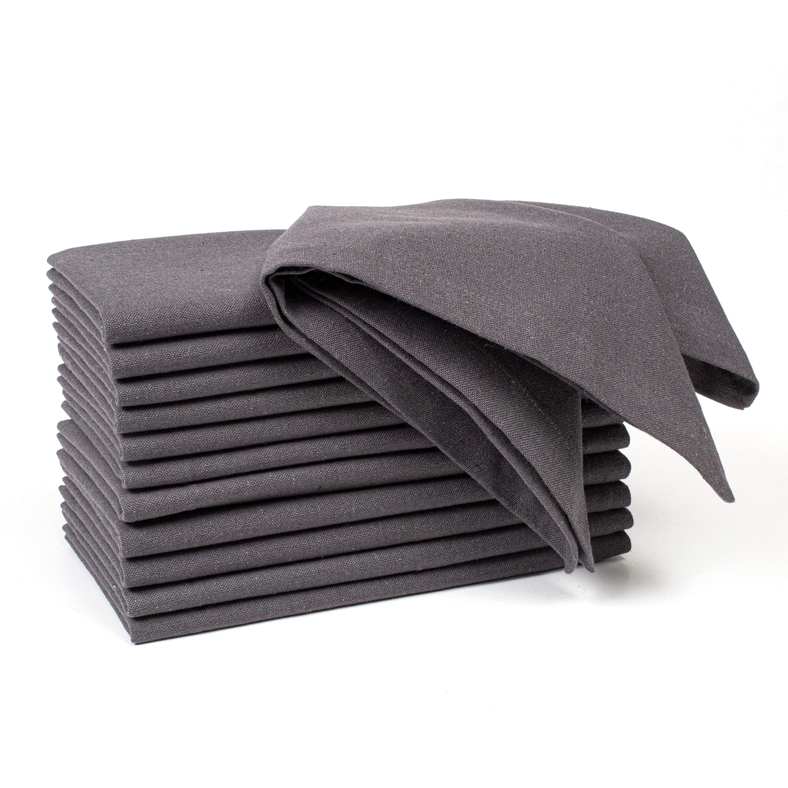 Cotton Dinner Napkin 18x18 inch Charcoal,Everyday Napkins, Cotton Napkins, Wedding Napkins, Cocktails Napkins, Tailored with Mitered Corners & Generous Hem, Easy Care