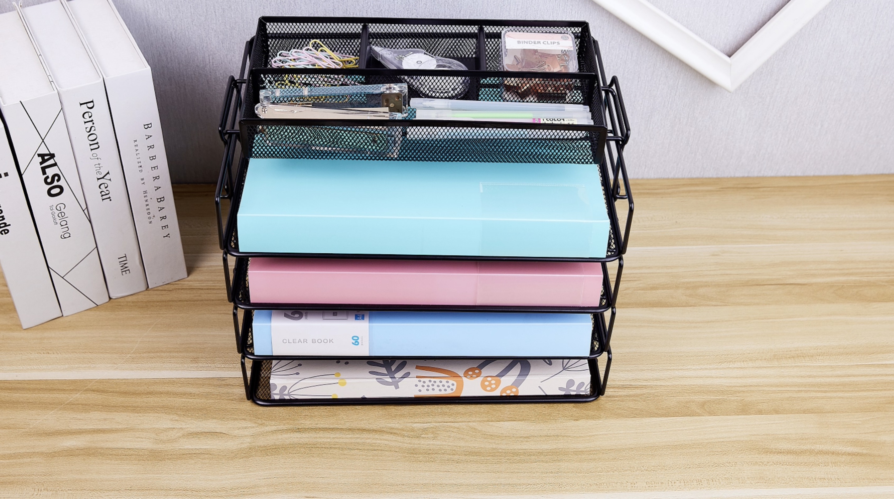 EXERZ Raccoglitori Di Carta 2 Pezzi/Vassoi Impilabili/Organizer Da Scrivania/Portadocumenti