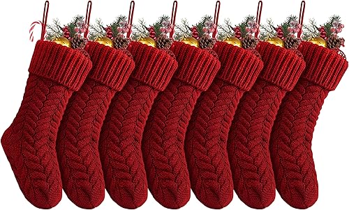 Miniatura 23 de Fesciory Medias de Navidad de 18 Pulgadas, Paquete de 6 Medias Grandes de Punto de Cable para Colgar en la Chimenea para Decoraciones Familiares