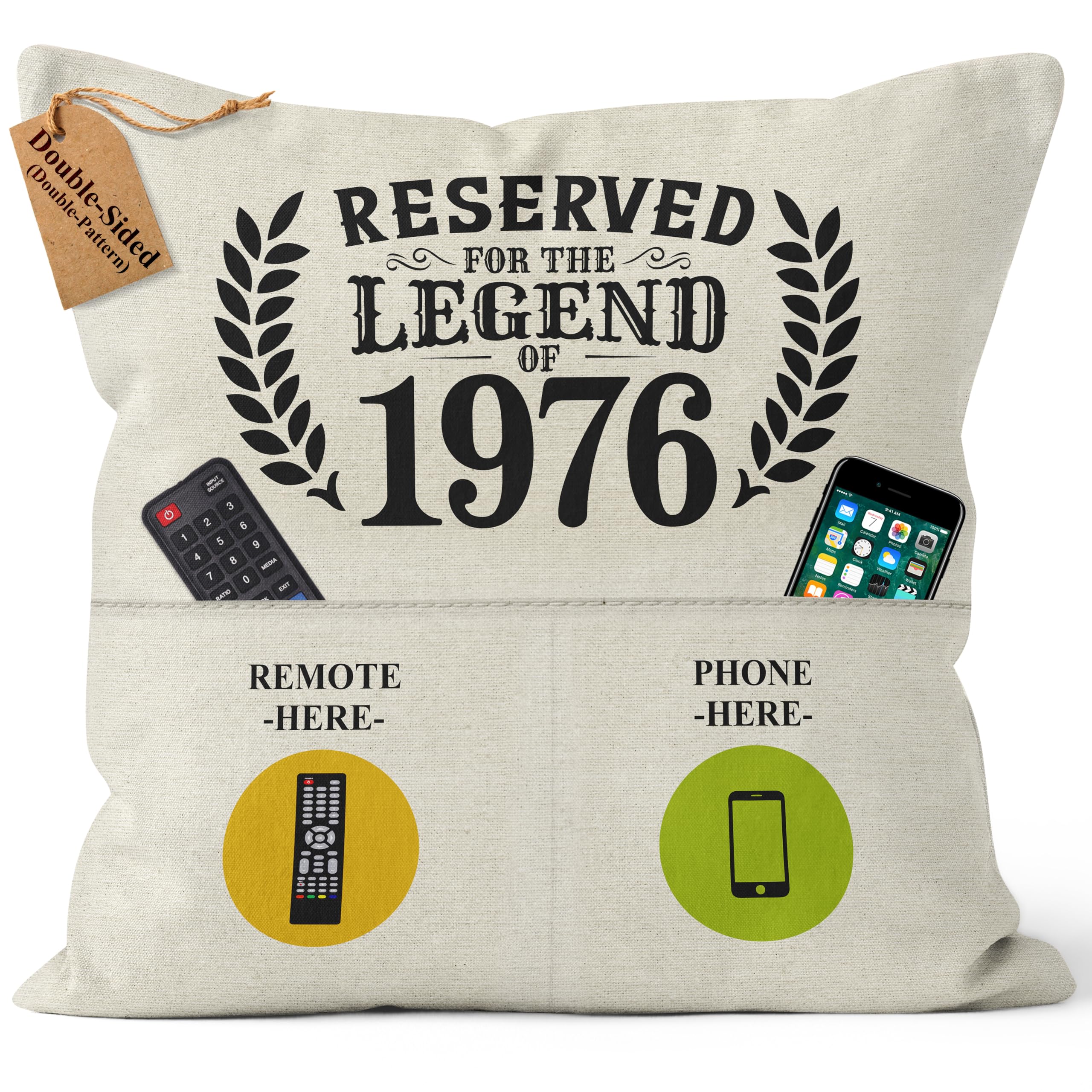 CROWNLY® 1976 50th Birthday Gifts for Men Personalised Gifts Cushion Covers 45x45 50th Birthday Decorations Presents Dad Grandad Uncle Home Decoration