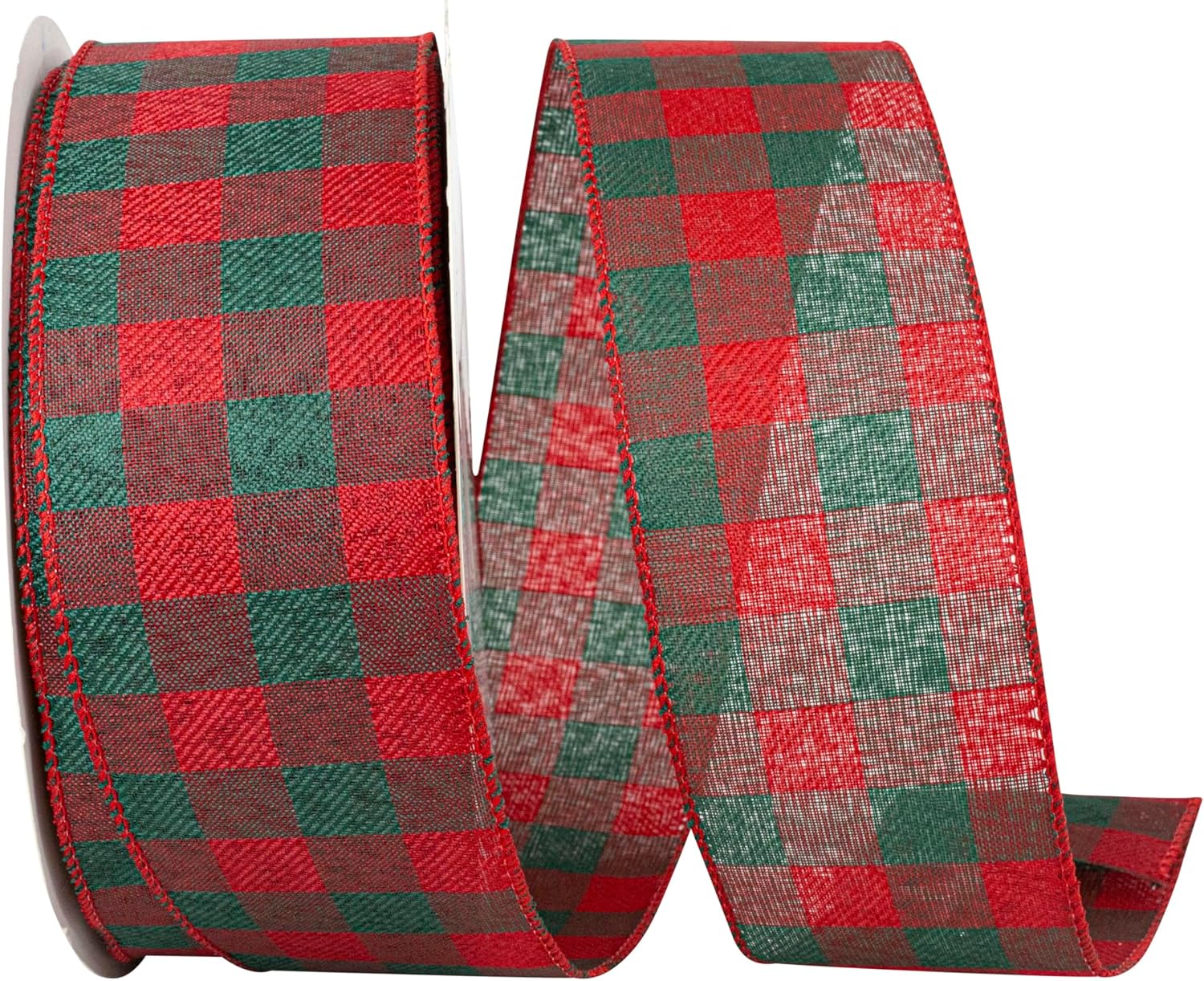 Reliant Ribbon Traditional Christmas Check Value Wired Edge Ribbon, Red/Green