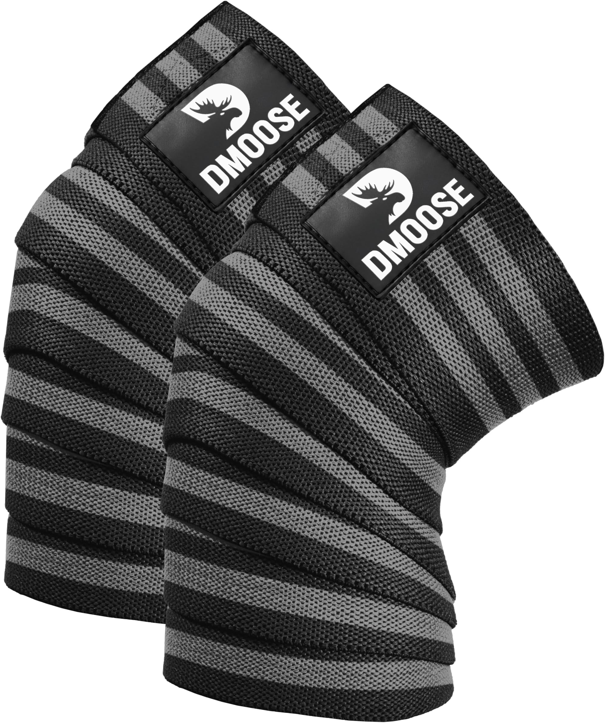 DMoose Fitness Knee Sleeves for Weightlifting (Pair) 78” Knee Wraps for Joint Support, Squats & Powerlifting - Gym Brace Straps for Joint Stability & Pain Relief, USPA & IPL Approved for Men and Women