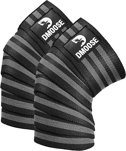 Miniatura 14 de DMoose Fitness Knee Sleeves for Weightlifting (Pair) 78” Knee Wraps for Joint Support, Squats & Powerlifting - Gym Brace Straps for Joint Stability