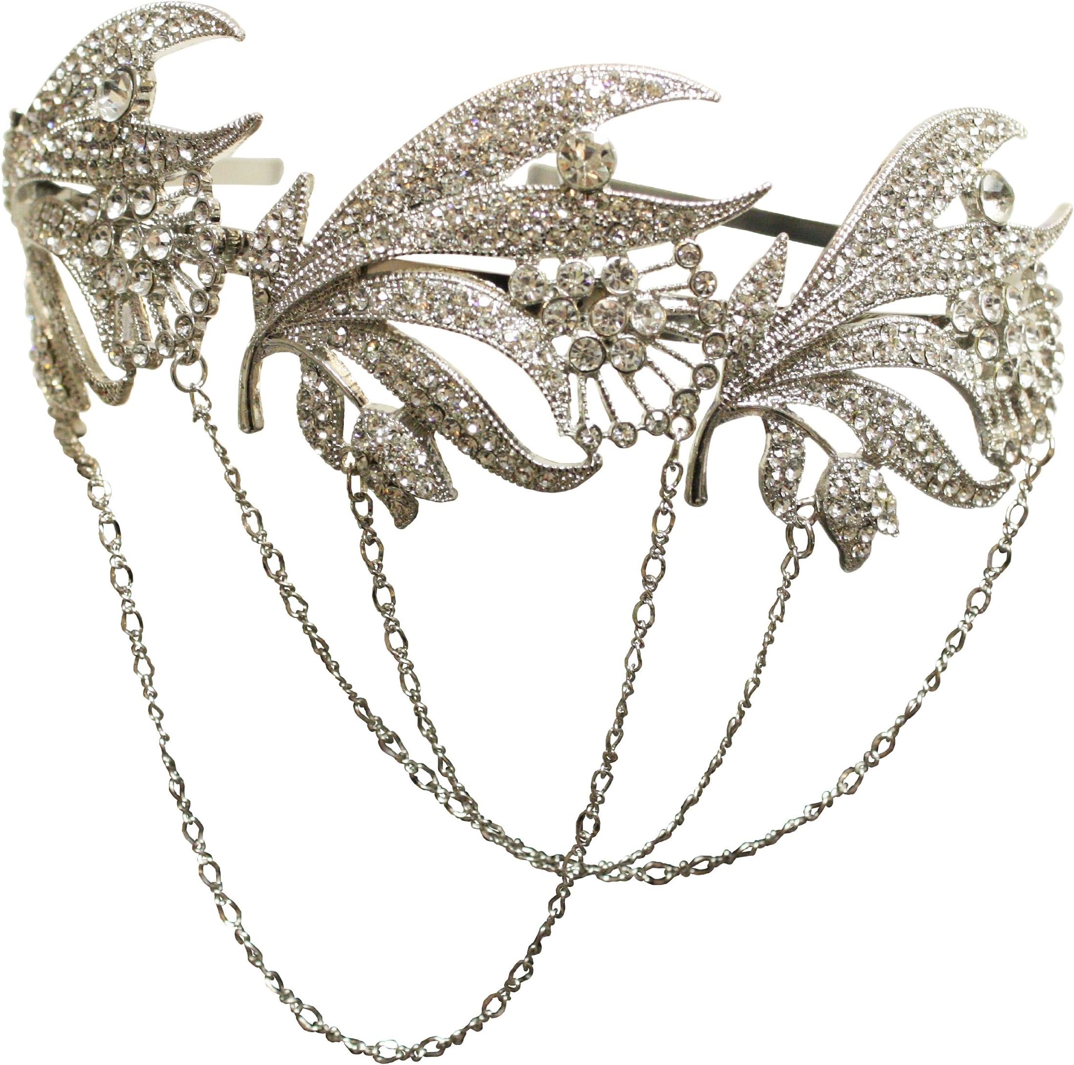 Vintage Art Deco Crystal Chain Bridal Headband