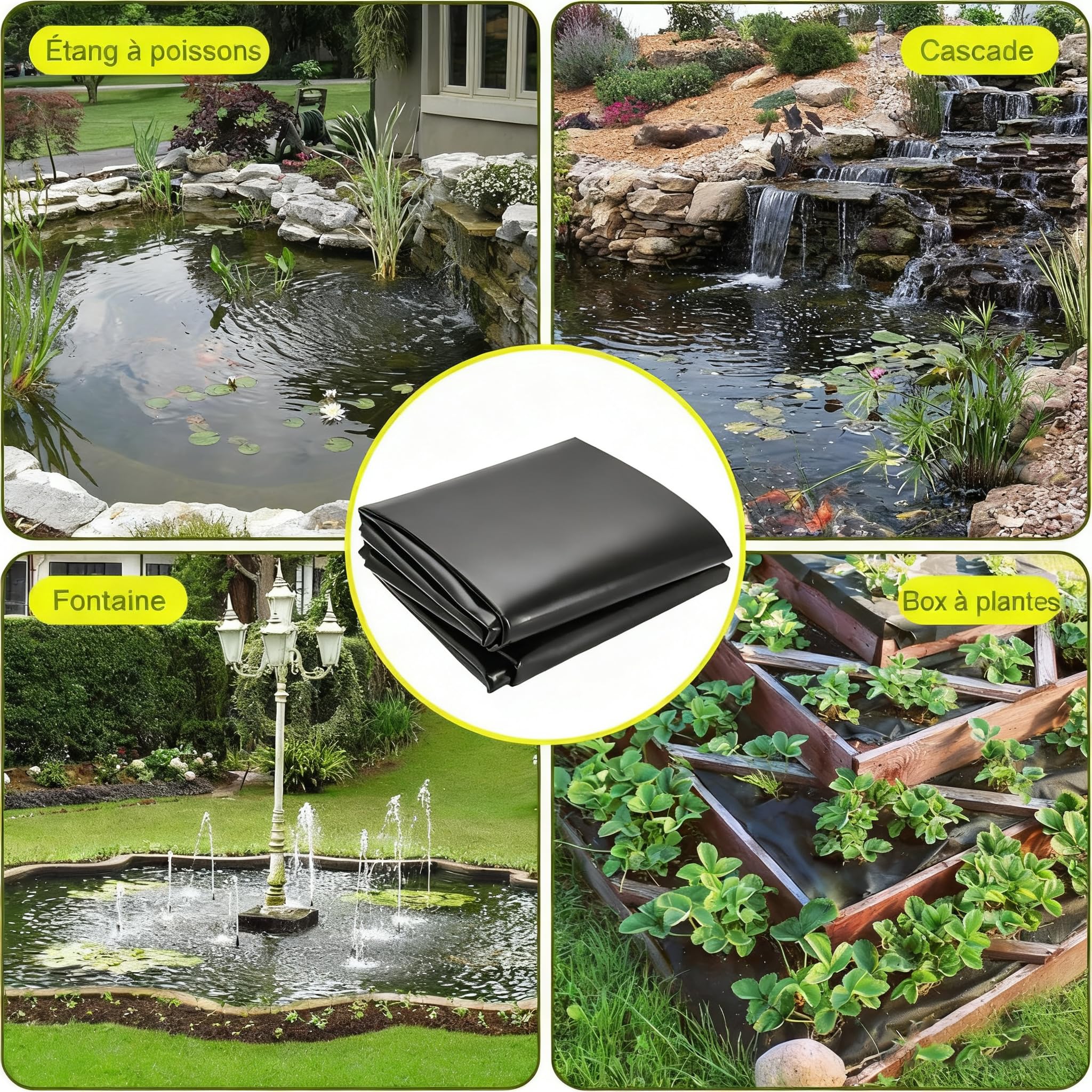 Teichfolie HDPE 6x6m Stärke 0.5mm Schwarz Dichtungsfolie Teichmembran für Fischteiche Gartenteich