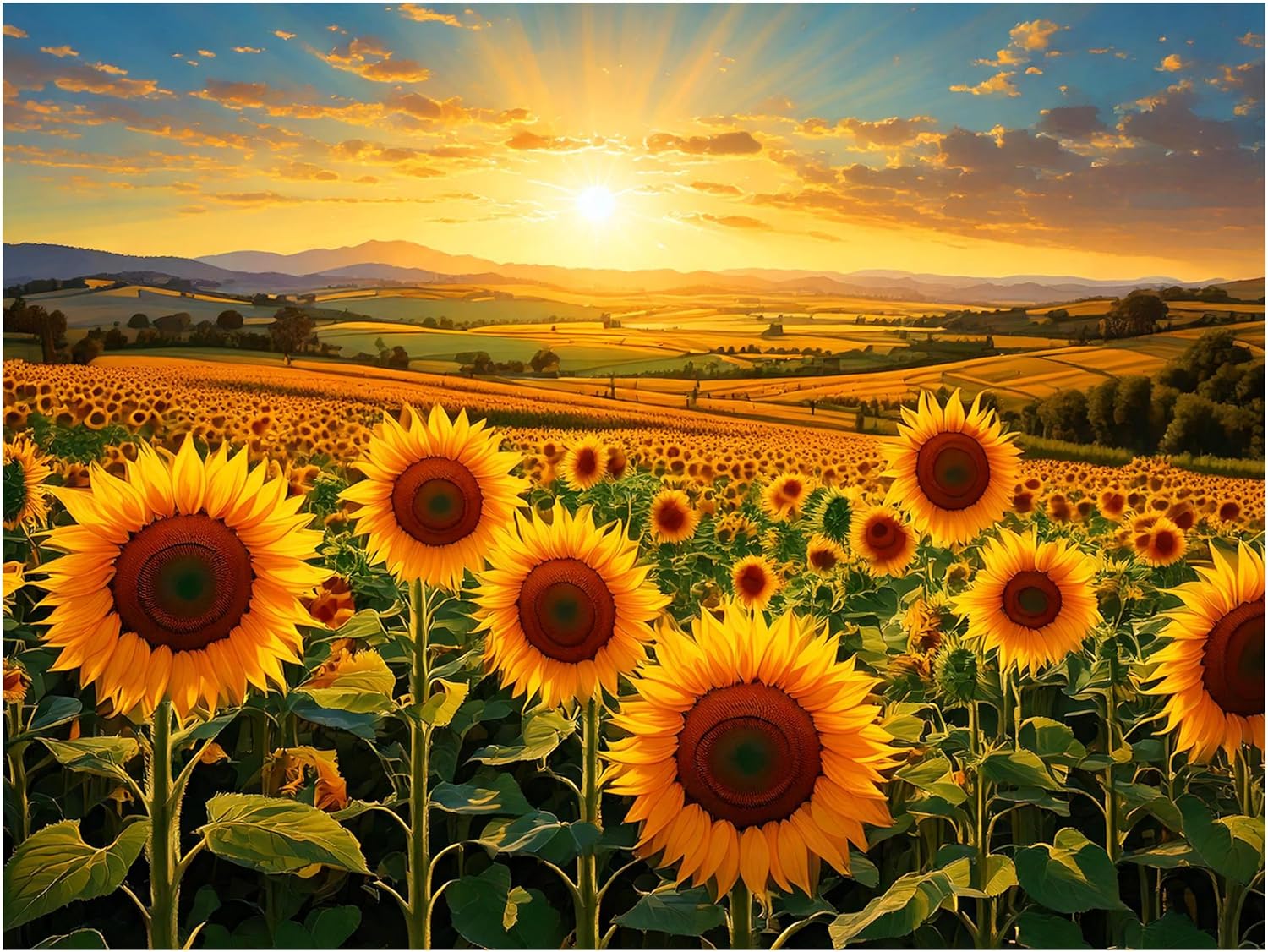 Tile Mural Sunflower Field Floral Decor Kitchen Shower Backsplash Marble Ceramic - Picture 2 of 14