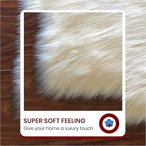 Miniatura 3 de LAMBZY Colección Lena '' - Alfombra de piel de oveja sintética, rectangular, súper suave, hipoalergénica, de pelo de felpa de primera calidad (2 x 3