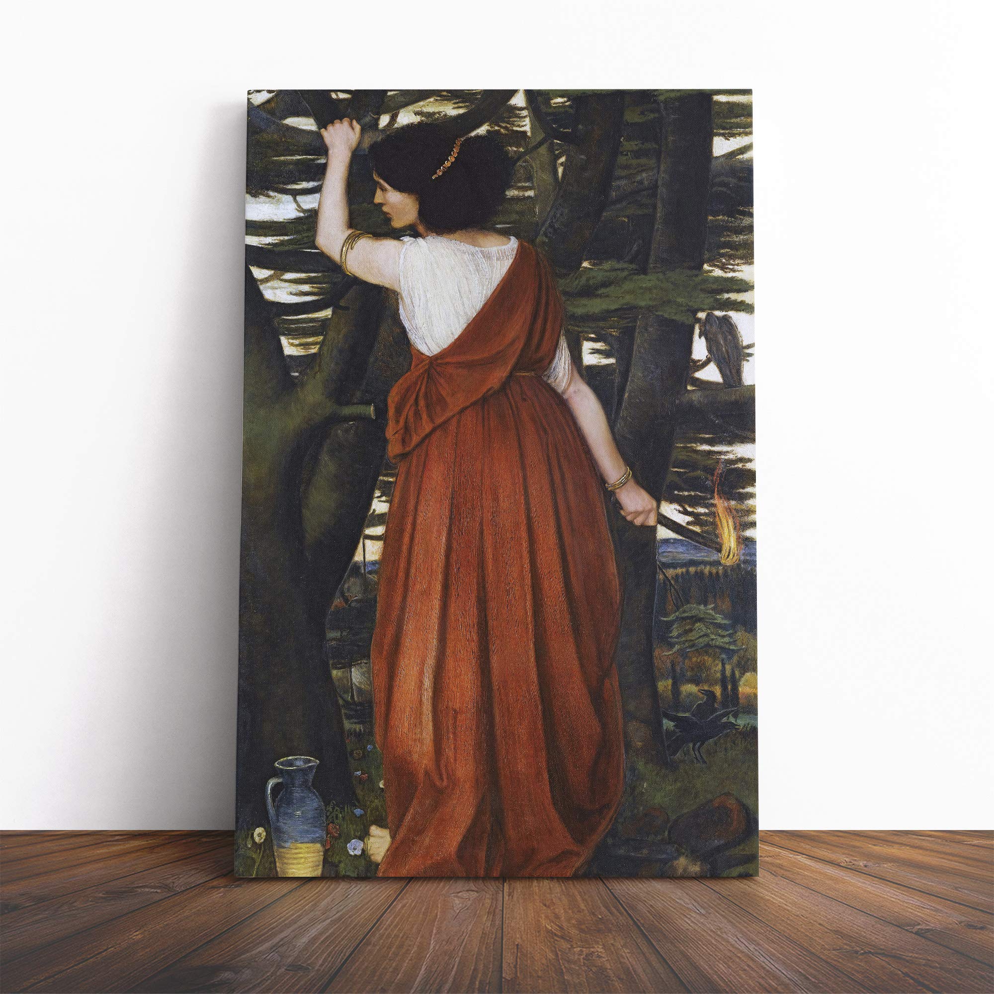 John Roddam Spencer Stanhope Lady with a Torch Canvas Print | Gallery Wrapped 30mm Frame Wall Art | 30x20 inches | Ready to Hang | Modern People Picture | Living Room Bedroom Lounge Office