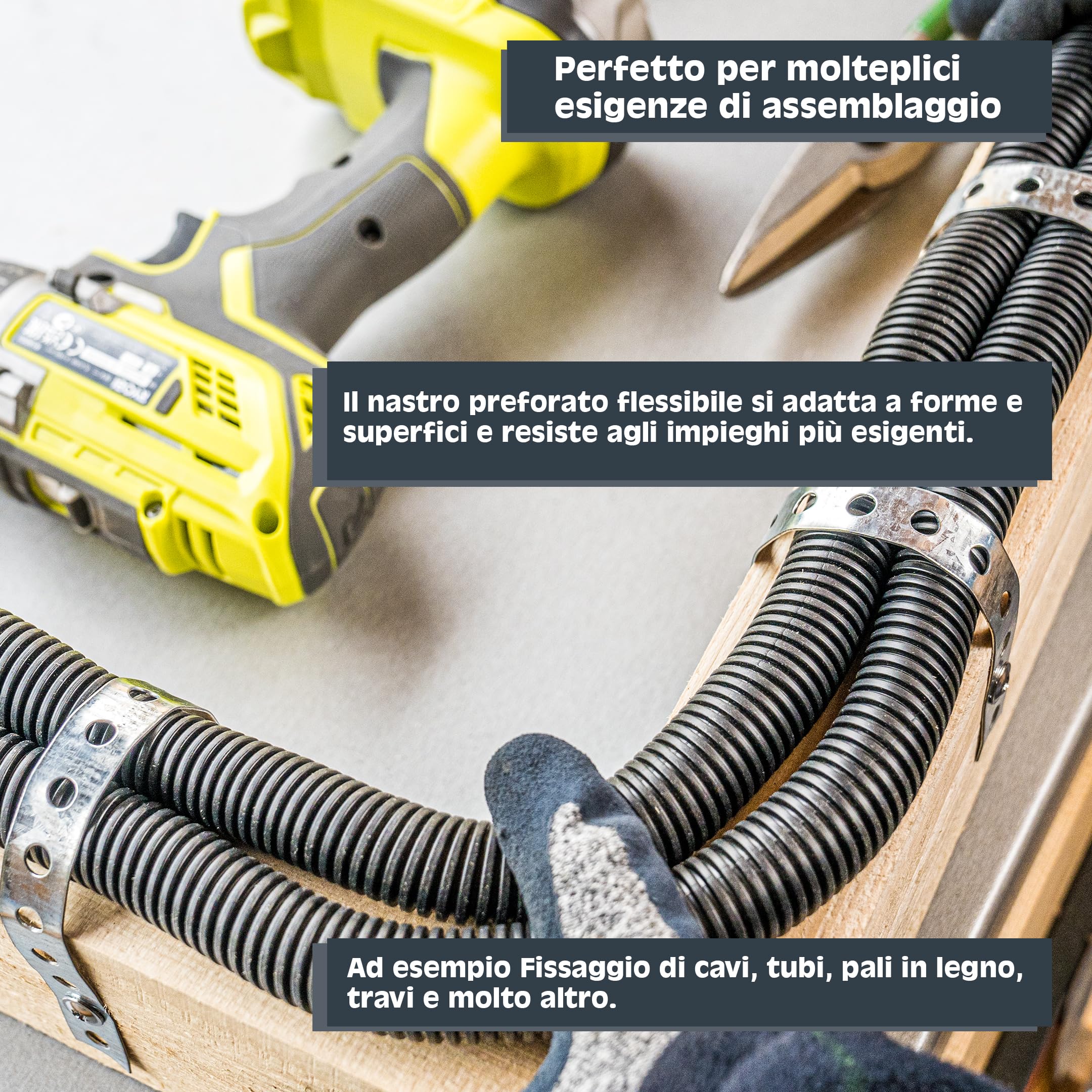 HELPMATE Nastro perforato 10 m di lunghezza - acciaio zincato sendzimir - larghezza 20 mm - spessore materiale 0,8 mm - zincato di alta qualità - Robusto per costruzione, officina, progetti fai da te