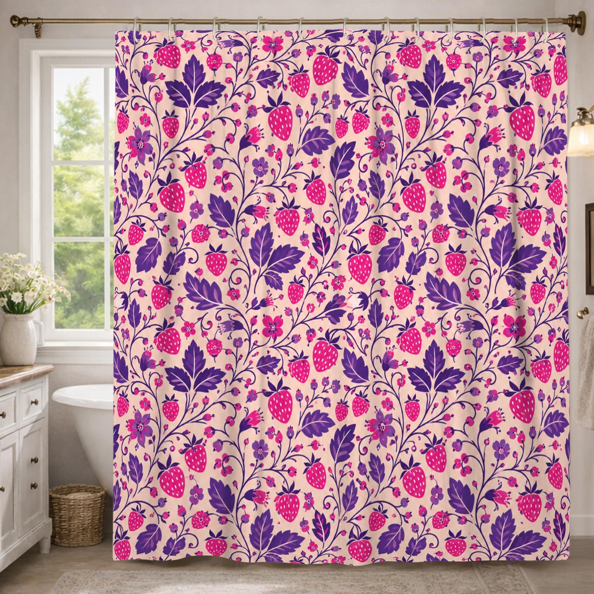 Rideau de douche extra long lavable 183 x 243 cm avec crochets pour douche italienne et baignoire