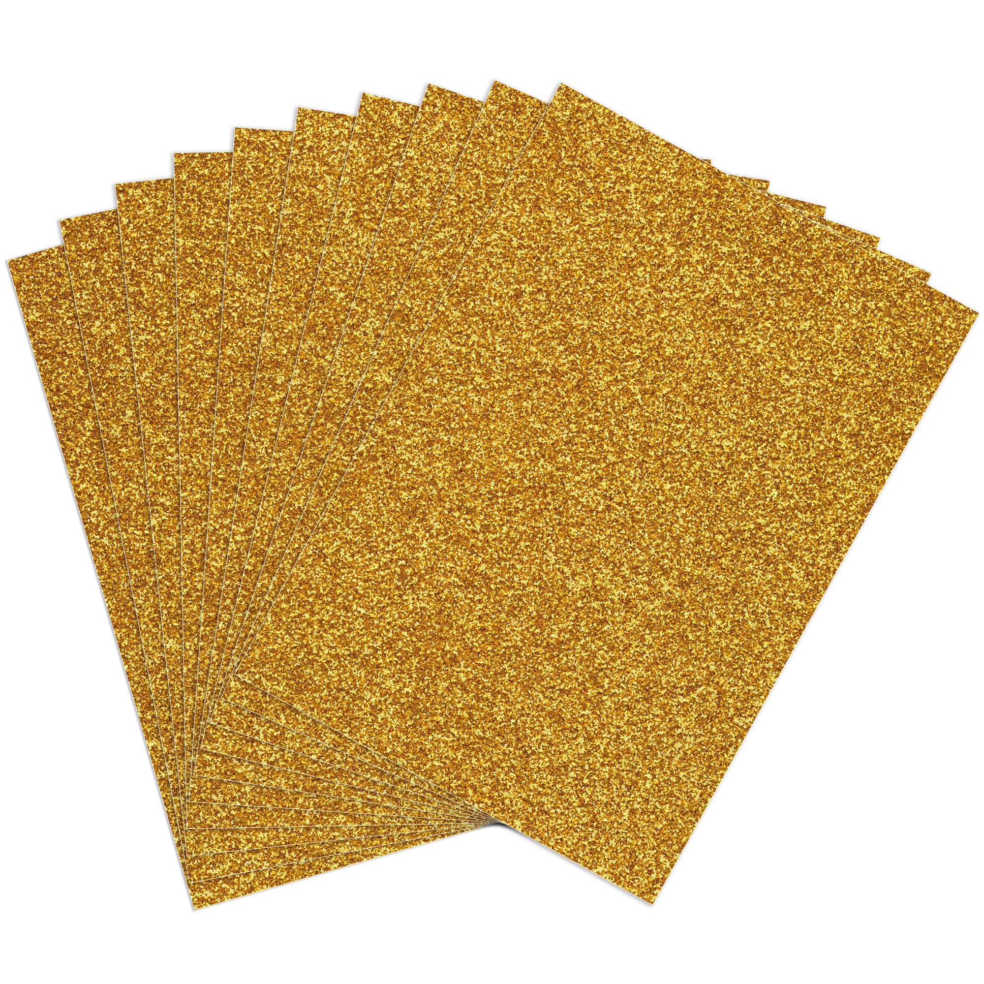 Premium 5-Pack A4 Gold Glitter Card 350gsm by Blitz Craft, Extra Thick Double Sided Non Shed Glitter Cardstock for Cricut, Cake Toppers, Scrapbooking, Wedding Invitations & DIY Craft Paper Projects