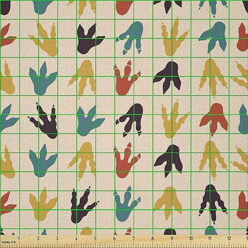 Miniatura 594 de Lunarable - Tela para amantes de perros de The Yard, patrón divertido de animales de dibujos animados en posiciones caprichosas estirando y Beige y