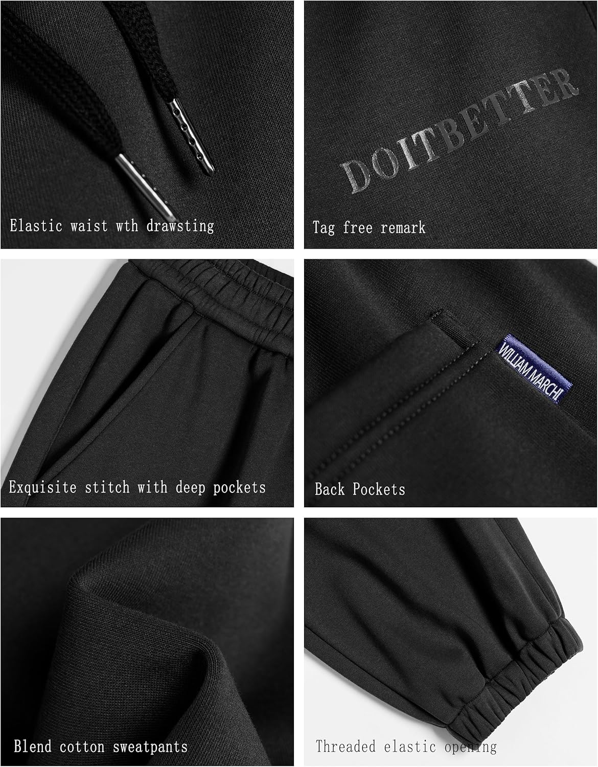 HHZ Men's Cotton Joggers Sweatpants Loose Baggy Gym Workout Yoga Lounge with Elastic Bottom Straight Leg - Image 5