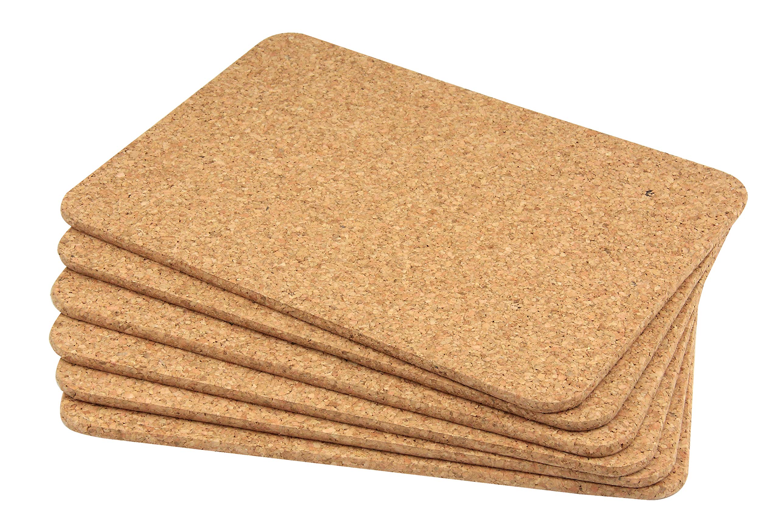 Cole & Bailey 6 pc Rectangular Natural Organic Alentejo Cork Placemats Tableware Plates Mug 280 x 200 x 6 mm